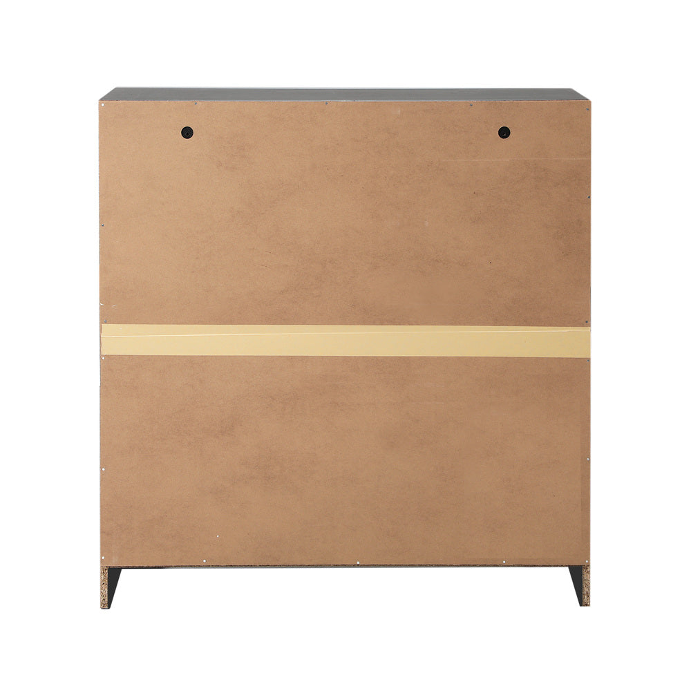 Abruzzi Nero Genuine Rattan Wooden 5 Chest of Drawers | 5 Draw Storage Dresser Unit