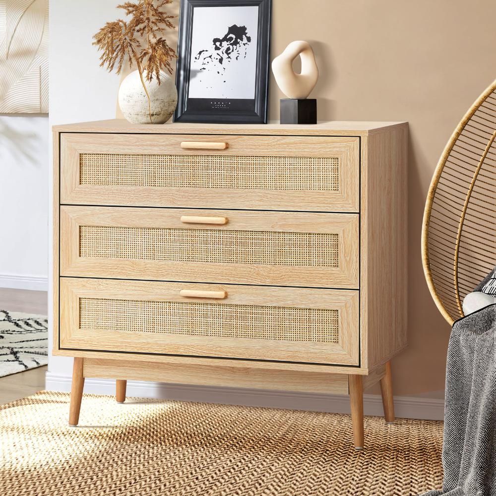 Abruzzi Rattan 3 or 9 Chest of Drawers Dresser Cabinet | Rattan Storage Unit Furniture