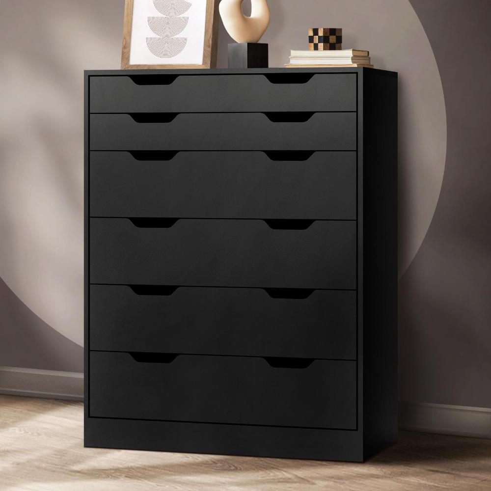 Parisi Bedroom 6 Chest of Drawers Tallboy Cabinet | Handle Pull Modern Tallboy Storage Cabinet