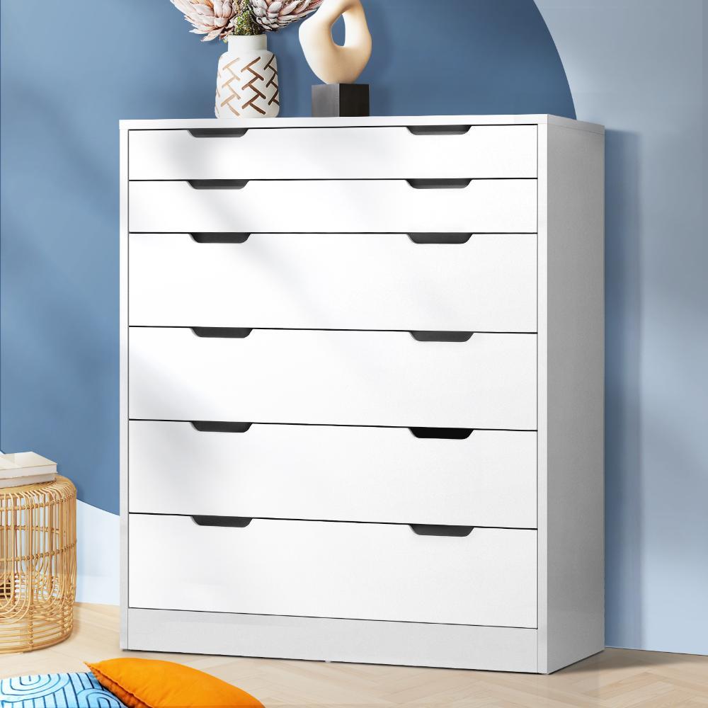 Parisi Bedroom 6 Chest of Drawers Tallboy Cabinet | Handle Pull Modern Tallboy Storage Cabinet