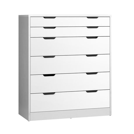 Parisi Bedroom 6 Chest of Drawers Tallboy Cabinet | Handle Pull Modern Tallboy Storage Cabinet