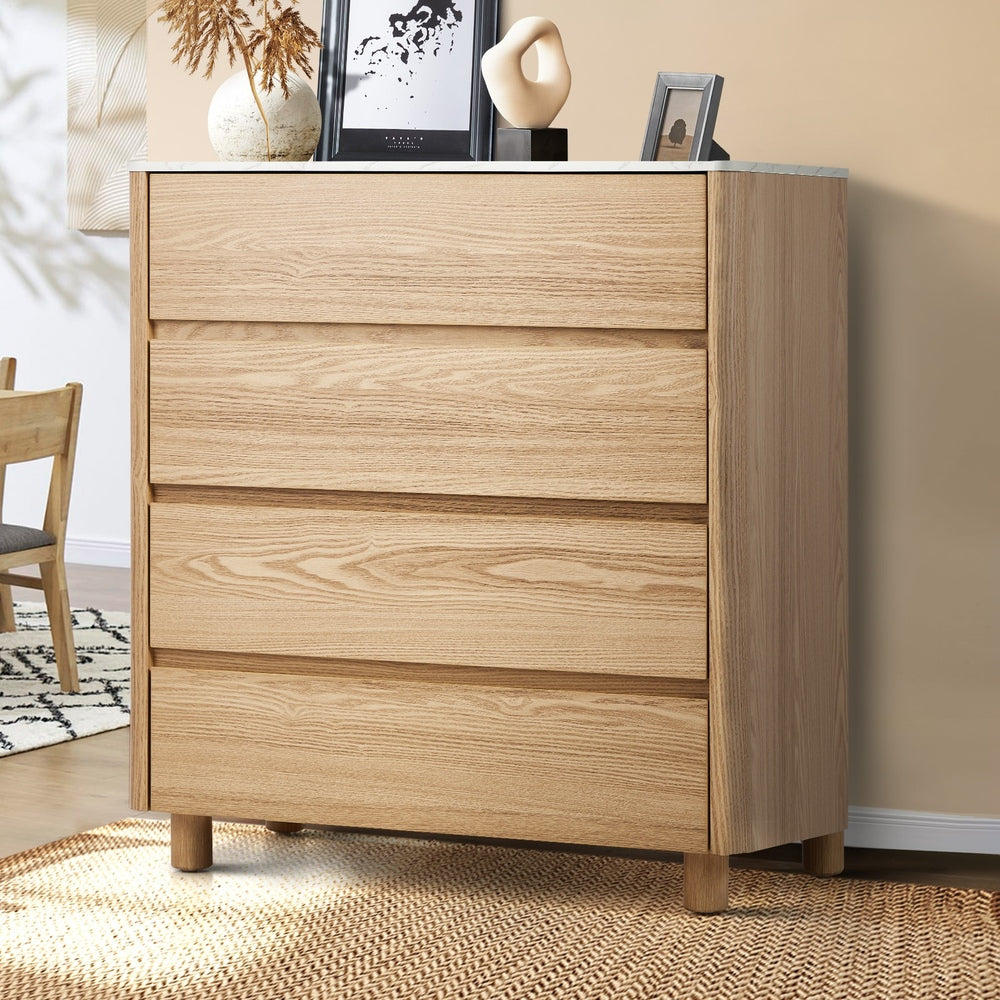 Ferrara 4 or 6 Chest of Drawers Dresser Unit | Two Tone Marble Style Storage Bedroom Cabinet