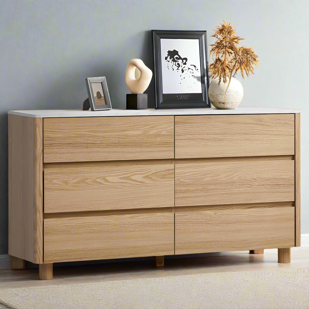 Ferrara 4 or 6 Chest of Drawers Dresser Unit | Two Tone Marble Style Storage Bedroom Cabinet