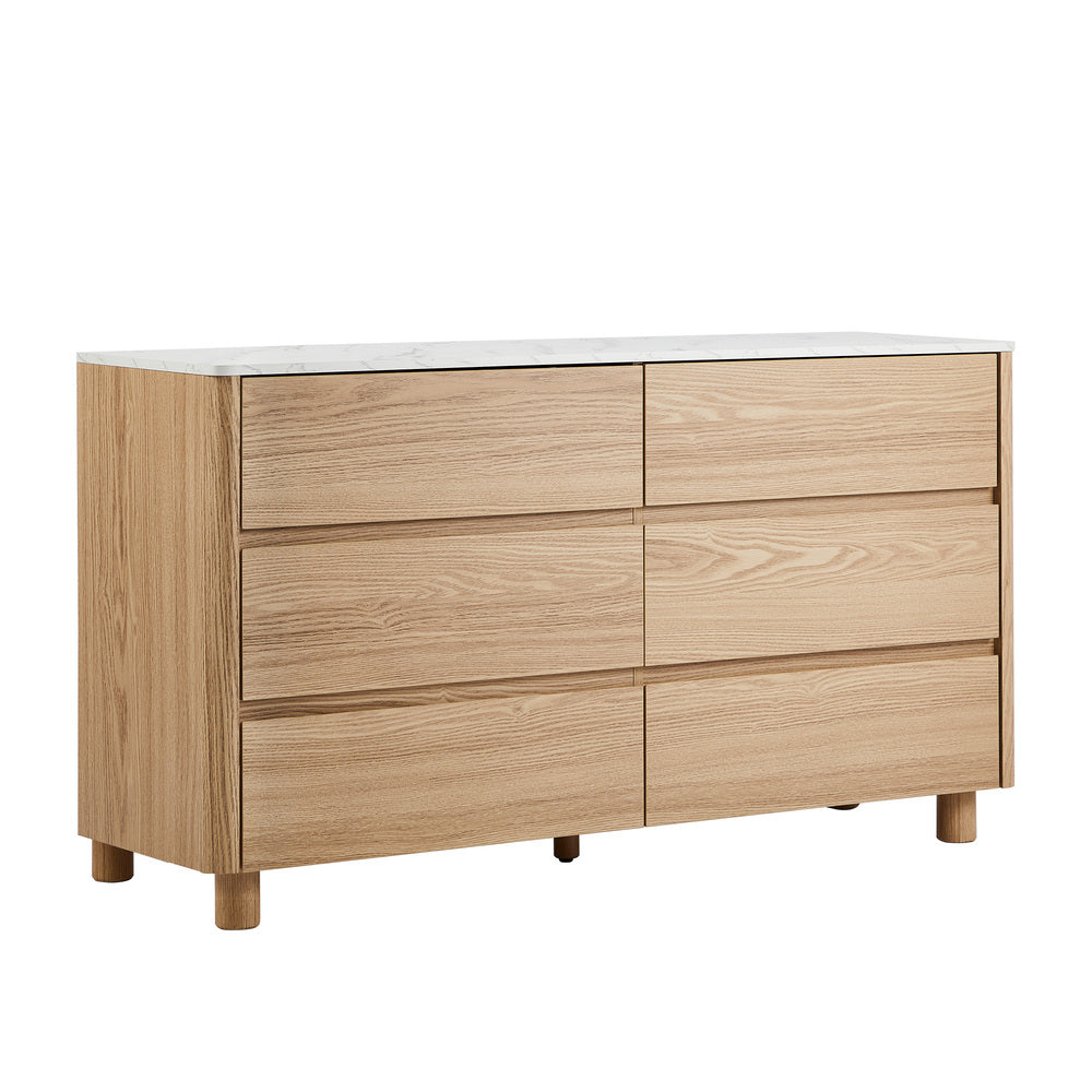Ferrara 4 or 6 Chest of Drawers Dresser Unit | Two Tone Marble Style Storage Bedroom Cabinet