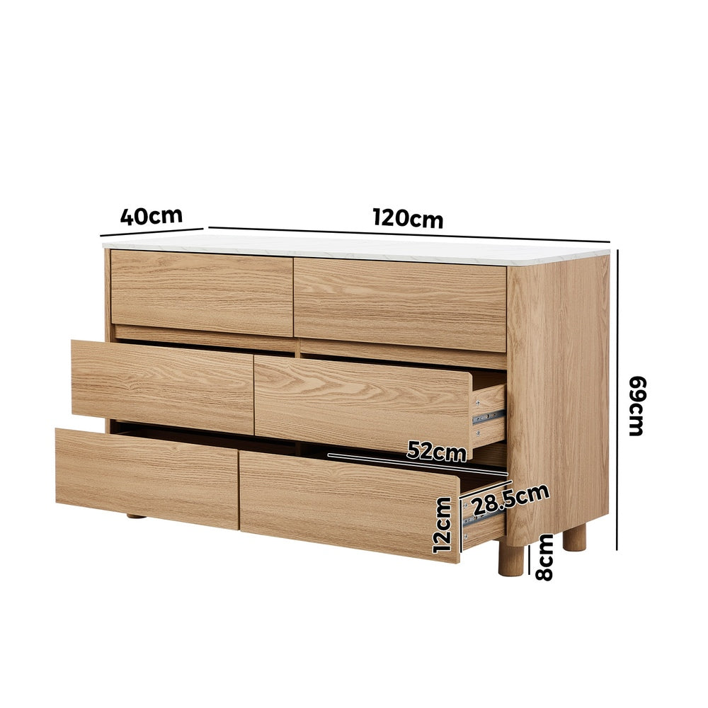 Ferrara 4 or 6 Chest of Drawers Dresser Unit | Two Tone Marble Style Storage Bedroom Cabinet