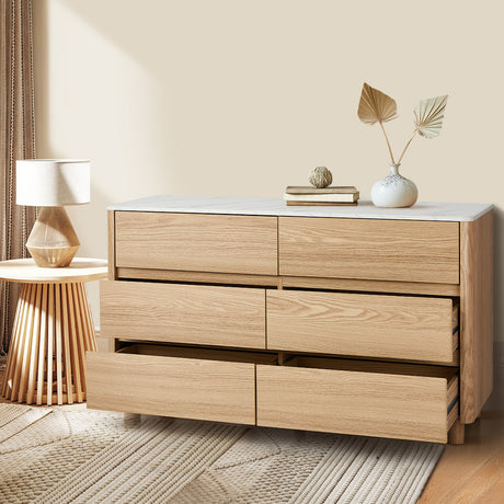 Ferrara 4 or 6 Chest of Drawers Dresser Unit | Two Tone Marble Style Storage Bedroom Cabinet