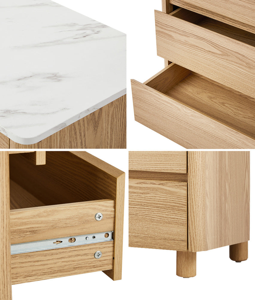 Ferrara 4 or 6 Chest of Drawers Dresser Unit | Two Tone Marble Style Storage Bedroom Cabinet