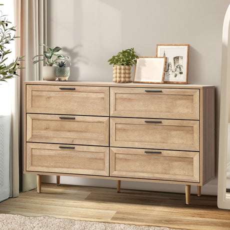 Essenza Mila 6 Draw Modern Dresser Tallboy | 6 Draw Chest Of Drawers Wooden Storage Unit