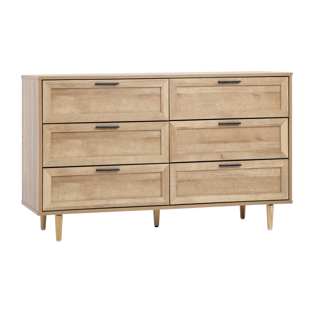 Essenza Mila 6 Draw Modern Dresser Tallboy | 6 Draw Chest Of Drawers Wooden Storage Unit