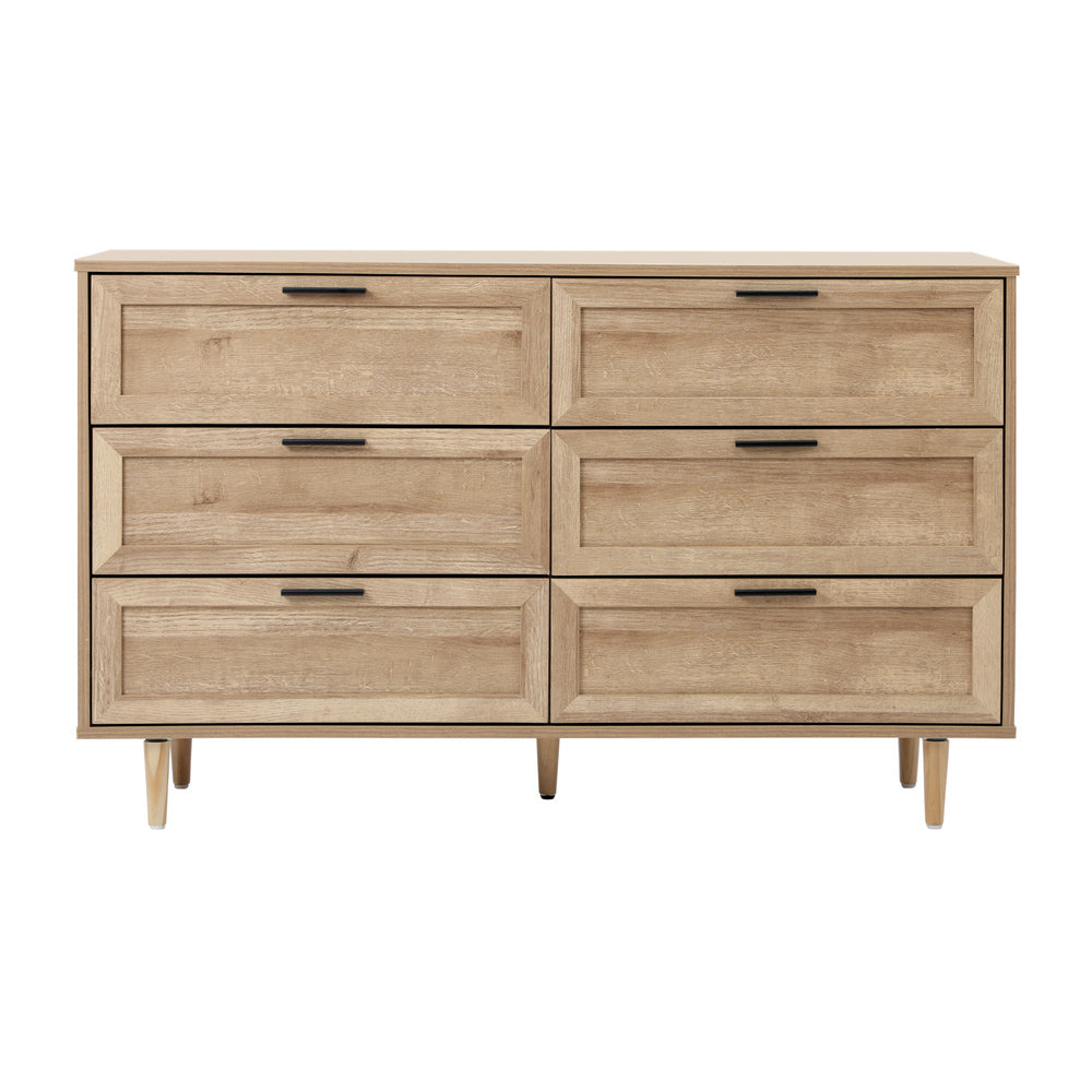 Essenza Mila 6 Draw Modern Dresser Tallboy | 6 Draw Chest Of Drawers Wooden Storage Unit