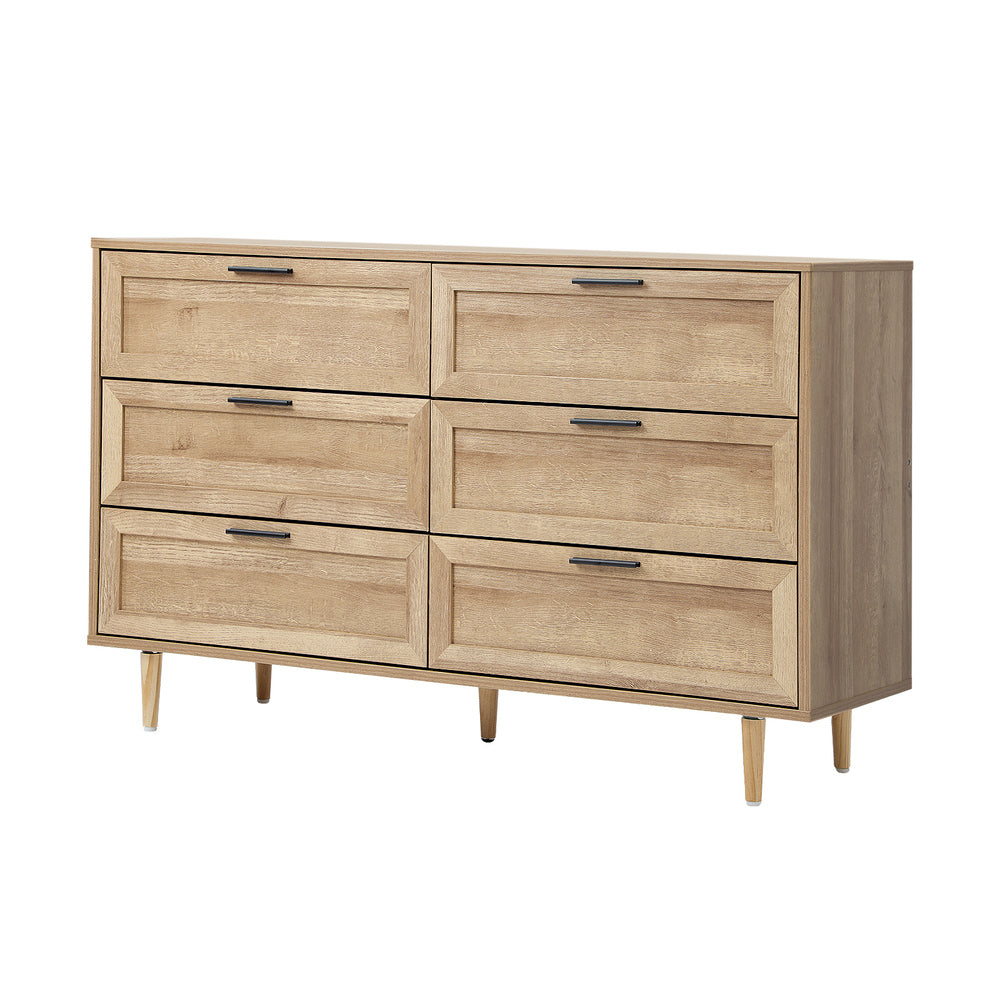 Essenza Mila 6 Draw Modern Dresser Tallboy | 6 Draw Chest Of Drawers Wooden Storage Unit