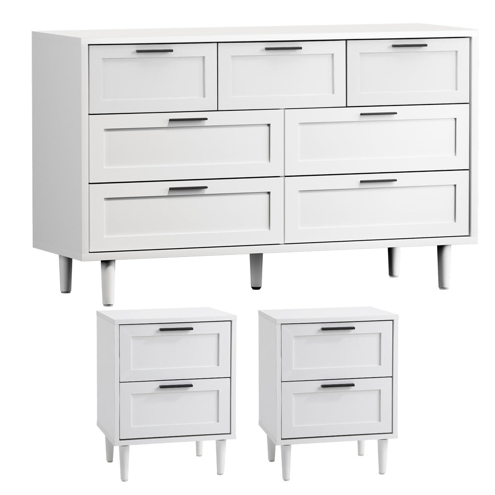 Essenza Mila Chest Of Drawers 2 Bedsides Bedroom Package | Elegant Wooden Storage Bedroom Set