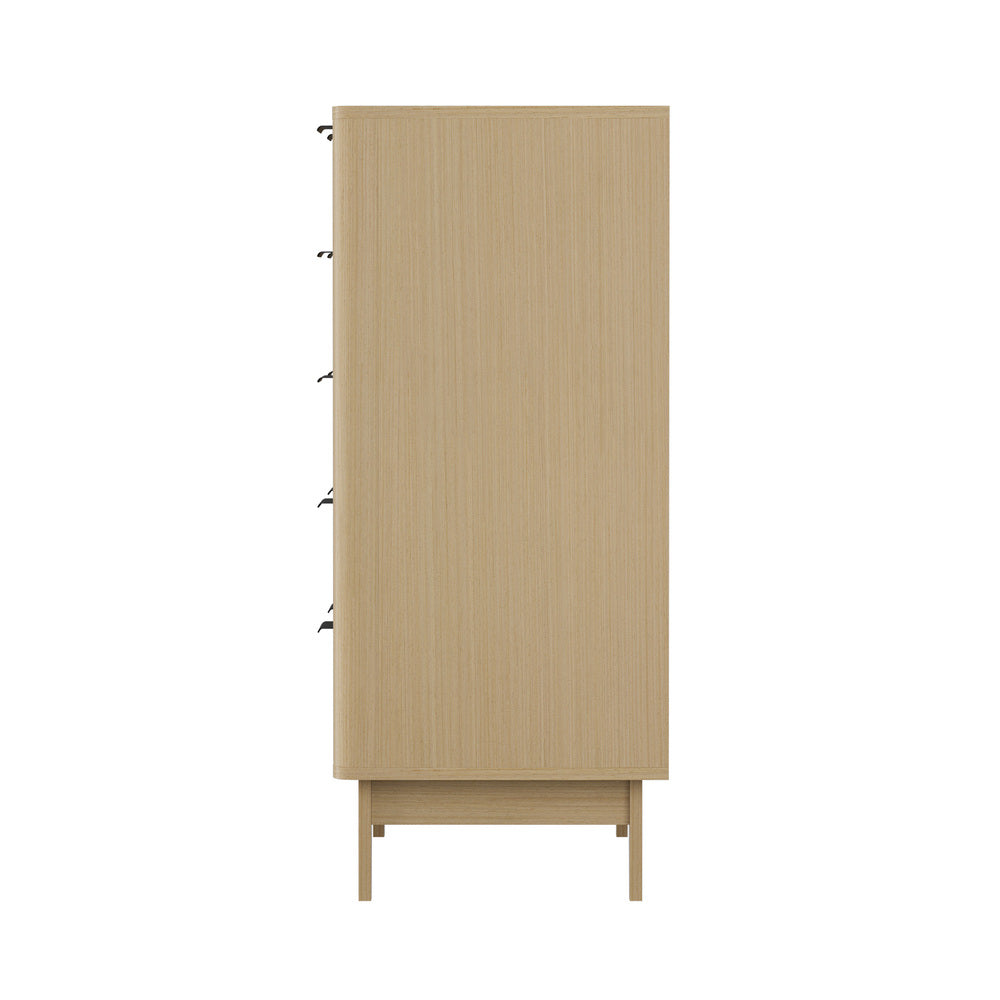 Alina Ripple Effect Modern 5 Chest Of Drawers | Scandi 5 Draw Tallboy Storage Unit