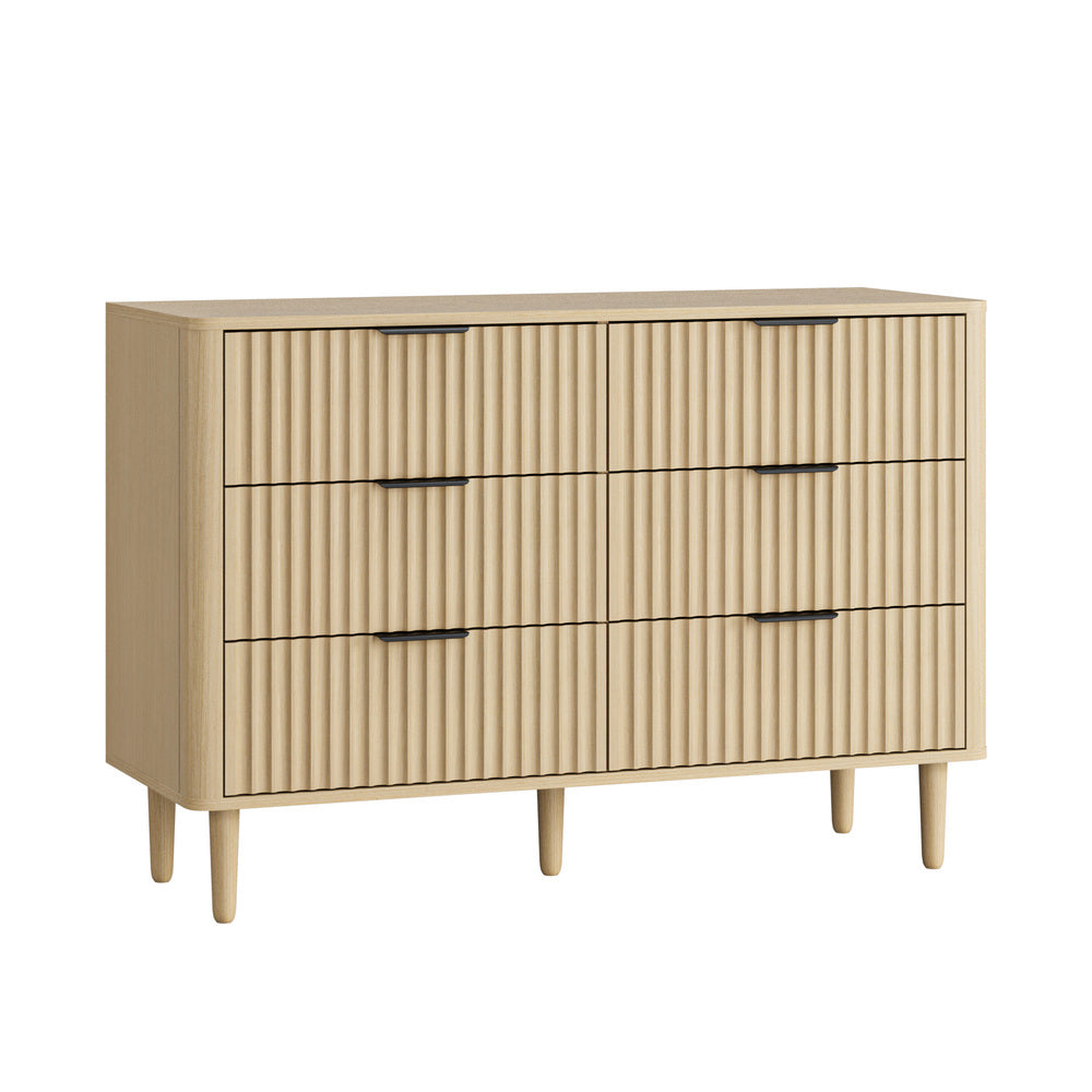 Alina Ripple Effect Modern 6 Chest Of Drawers | Scandi 6 Draw Tallboy Storage Unit
