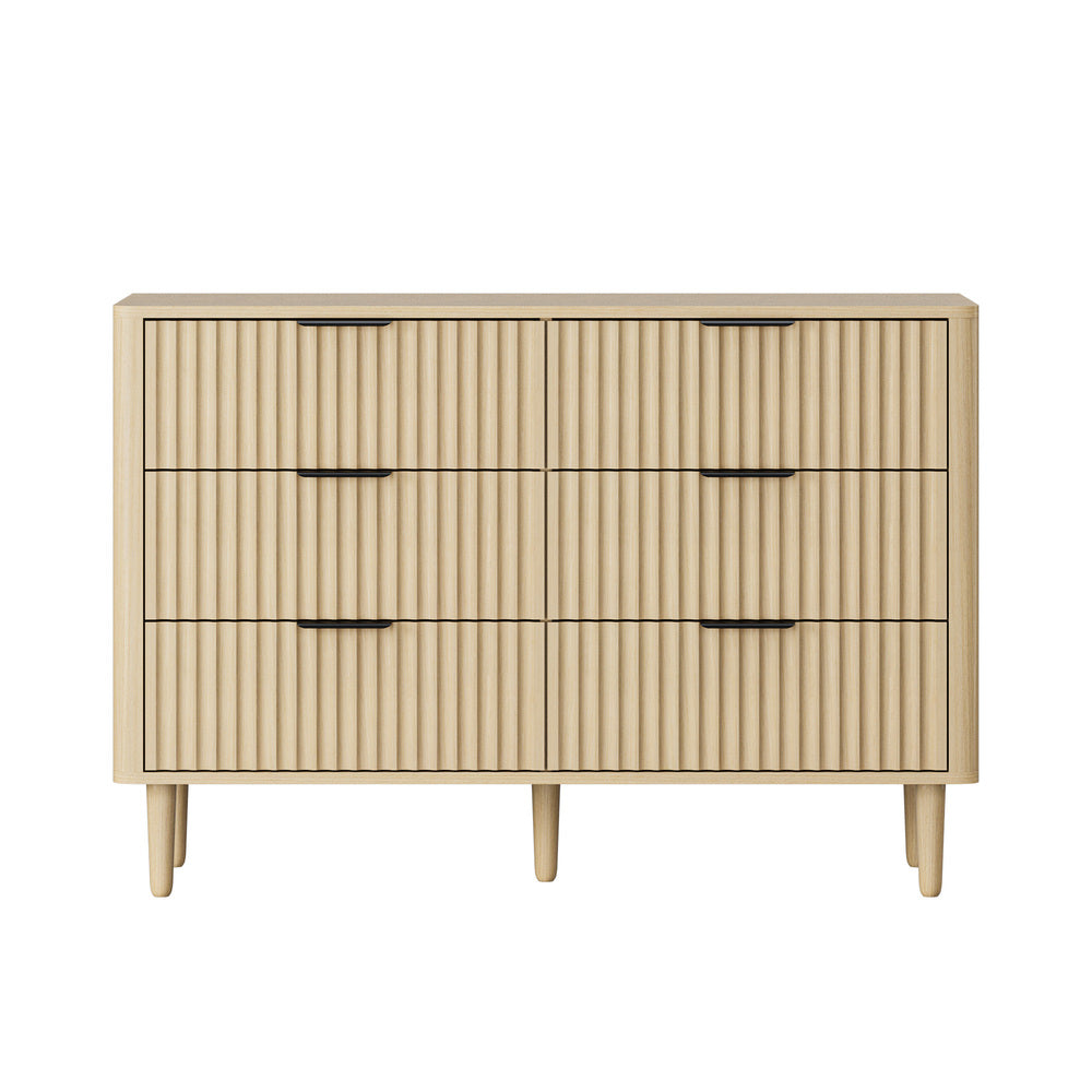 Alina Ripple Effect Modern 6 Chest Of Drawers | Scandi 6 Draw Tallboy Storage Unit