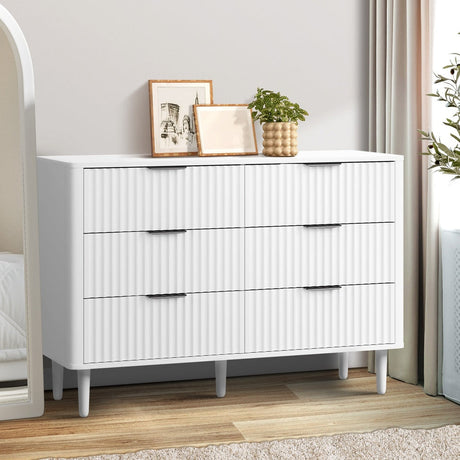 Alina Ripple Effect Modern 6 Chest Of Drawers | Scandi 6 Draw Tallboy Storage Unit
