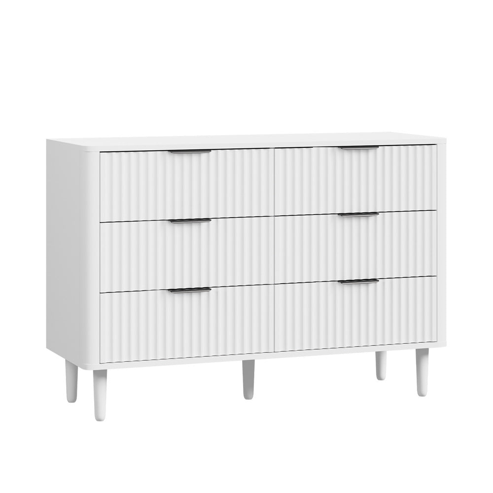 Alina Ripple Effect Modern 6 Chest Of Drawers | Scandi 6 Draw Tallboy Storage Unit