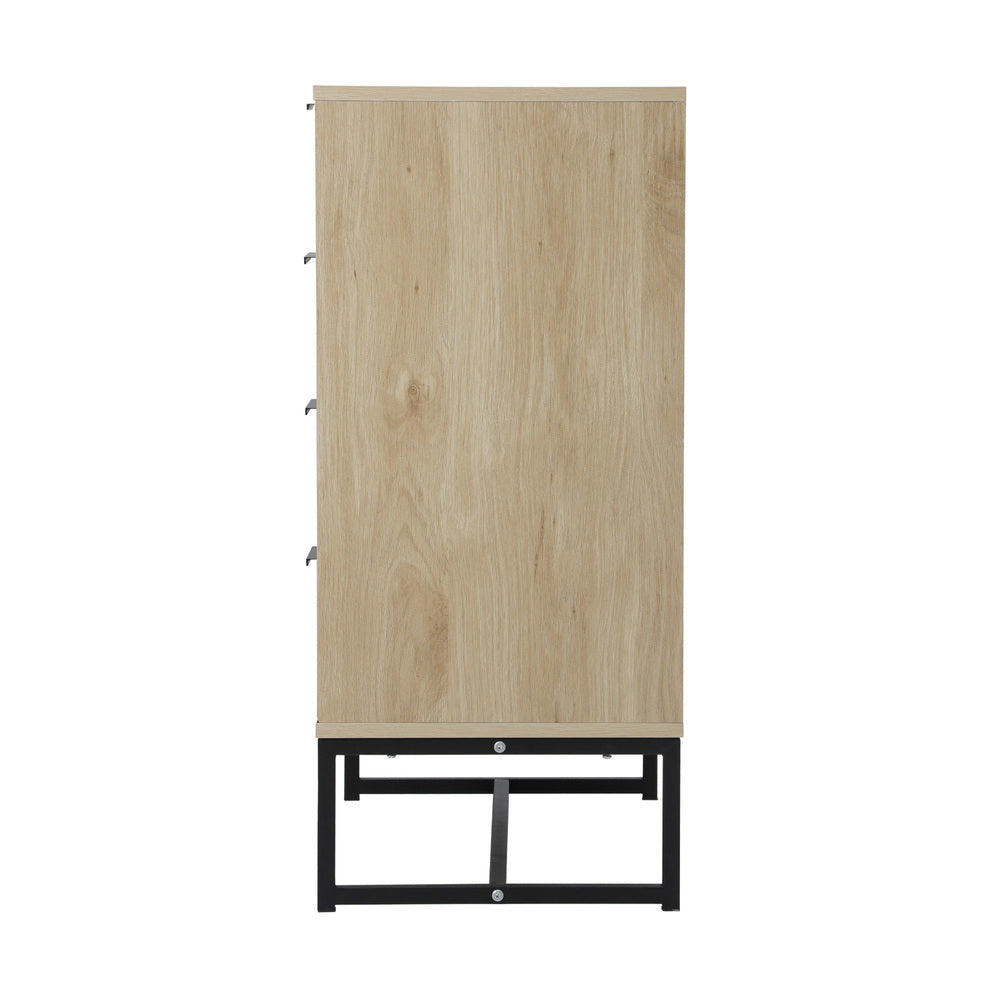 Belgrado 4 Chest of Drawers Tallboy Cabinet | Natural Wood and Metal Storage Unit