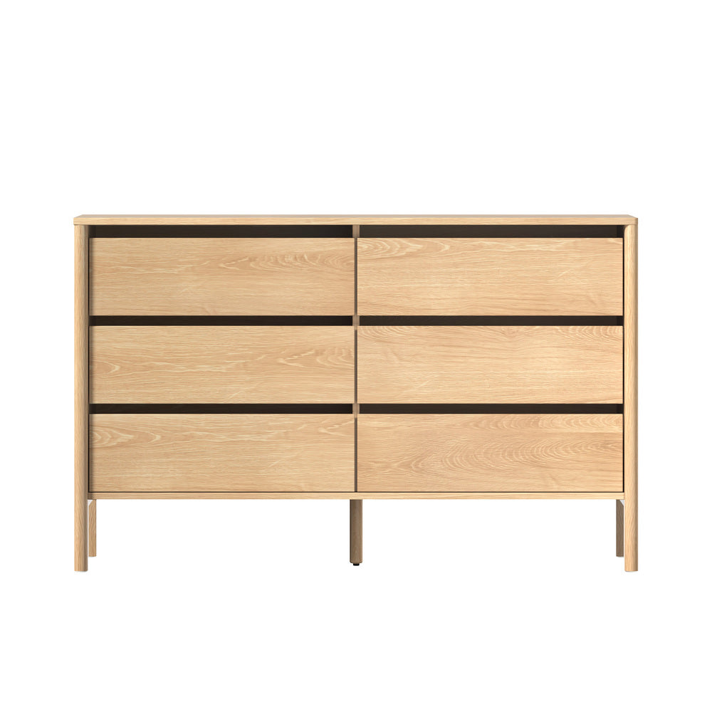Aston 6 Chest Of Draws Handle Free Dresser Unit | Modern Scandi Style Six Draw Lowboy