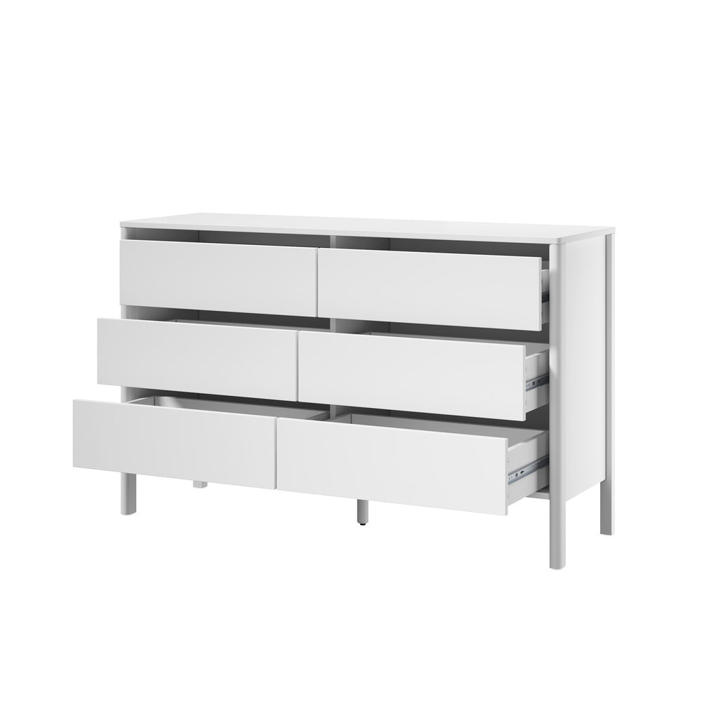 Aston 6 Chest Of Draws Handle Free Dresser Unit | Modern Scandi Style Six Draw Lowboy