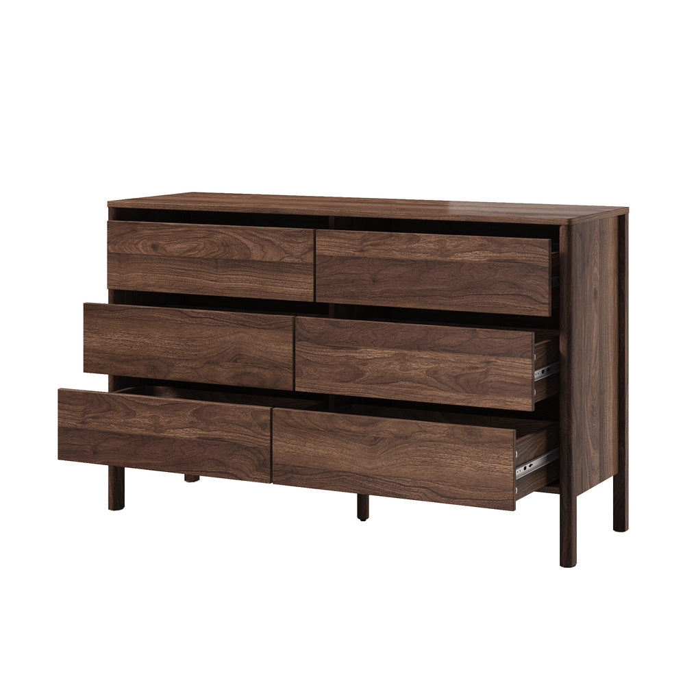 Aston 6 Chest Of Draws Handle Free Dresser Unit | Modern Scandi Style Six Draw Lowboy