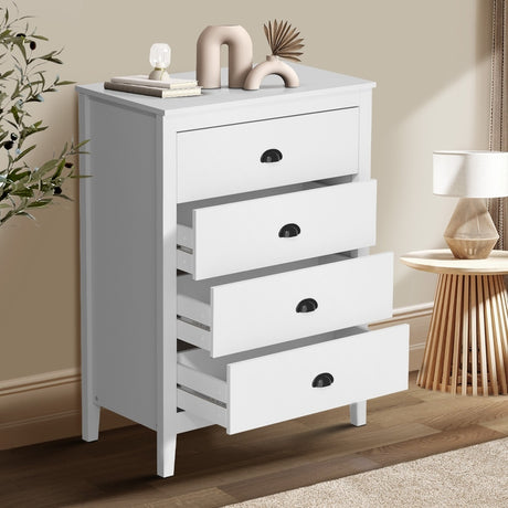 Sannero Hampton Style 4 Chest Of Drawers 2 Bedsides Bedroom Package | Traditional White Storage Cabinets