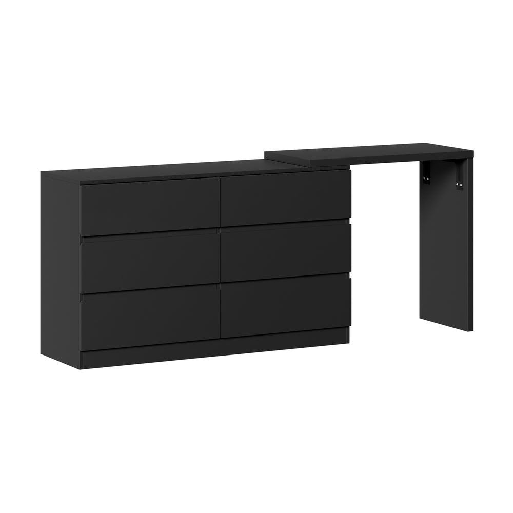 Essenza Two in One Modern 6 Chest Of Drawers Storage Cabinet and Table| Elegant Fingerpull Storage Set