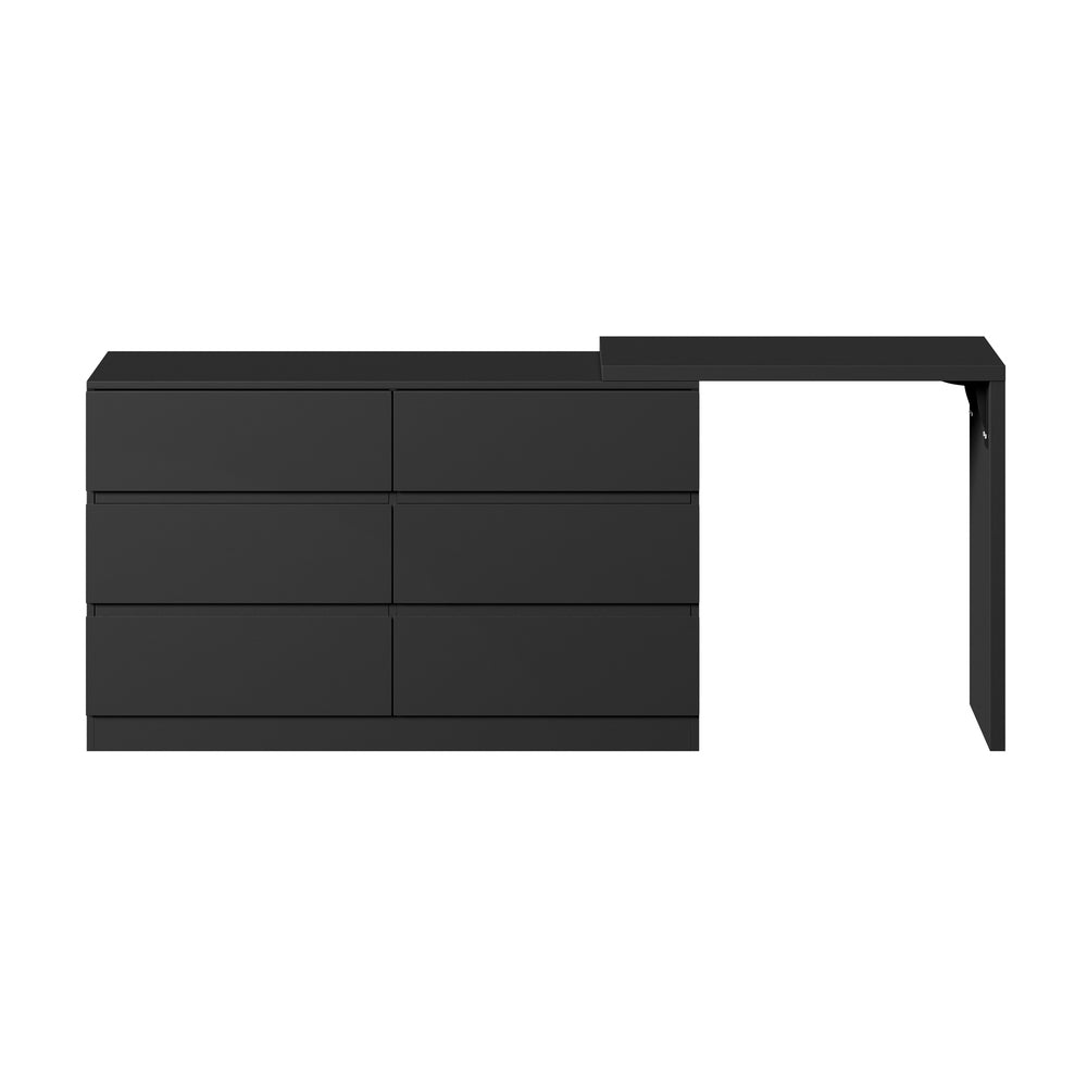 Essenza Two in One Modern 6 Chest Of Drawers Storage Cabinet and Table| Elegant Fingerpull Storage Set