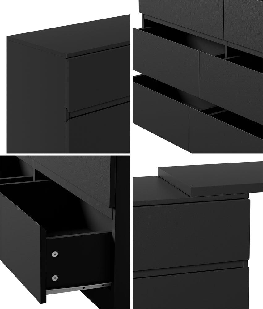 Essenza Two in One Modern 6 Chest Of Drawers Storage Cabinet and Table| Elegant Fingerpull Storage Set