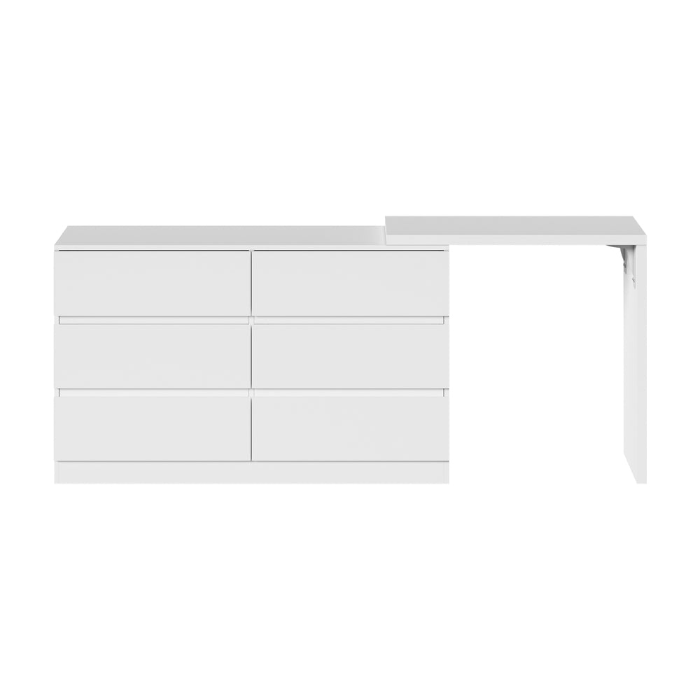 Essenza Two in One Modern 6 Chest Of Drawers Storage Cabinet and Table| Elegant Fingerpull Storage Set