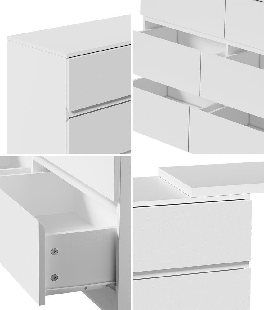 Essenza Two in One Modern 6 Chest Of Drawers Storage Cabinet and Table| Elegant Fingerpull Storage Set