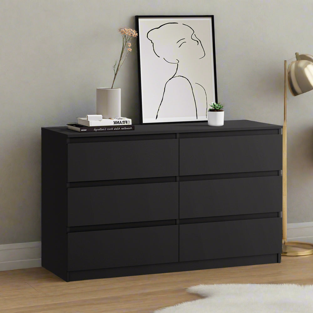 Essenza Modern 6 Chest Of Drawers Storage Cabinet | Elegant Wooden Fingerpull Storage Unit