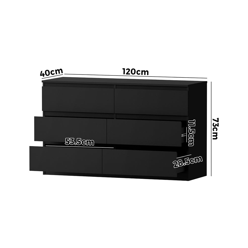 Essenza Modern 6 Chest Of Drawers Storage Cabinet | Elegant Wooden Fingerpull Storage Unit