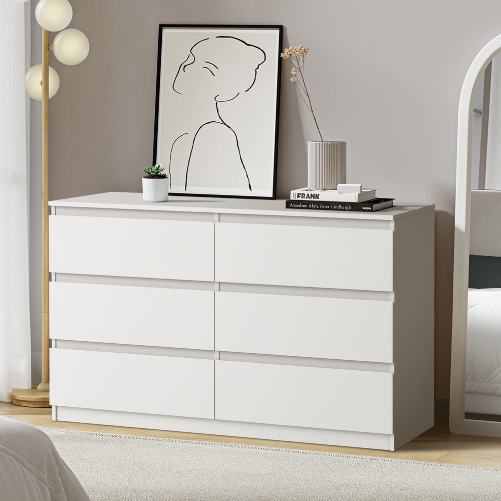 Essenza Modern 6 Chest Of Drawers Storage Cabinet | Elegant Wooden Fingerpull Storage Unit