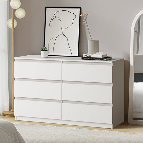Essenza Modern 6 Chest Of Drawers Storage Cabinet | Elegant Wooden Fingerpull Storage Unit