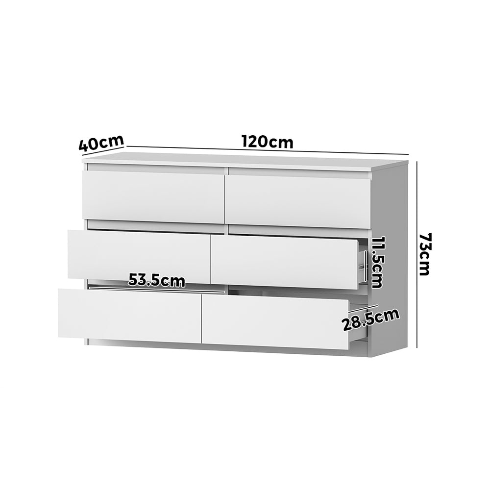 Essenza Modern 6 Chest Of Drawers Storage Cabinet | Elegant Wooden Fingerpull Storage Unit