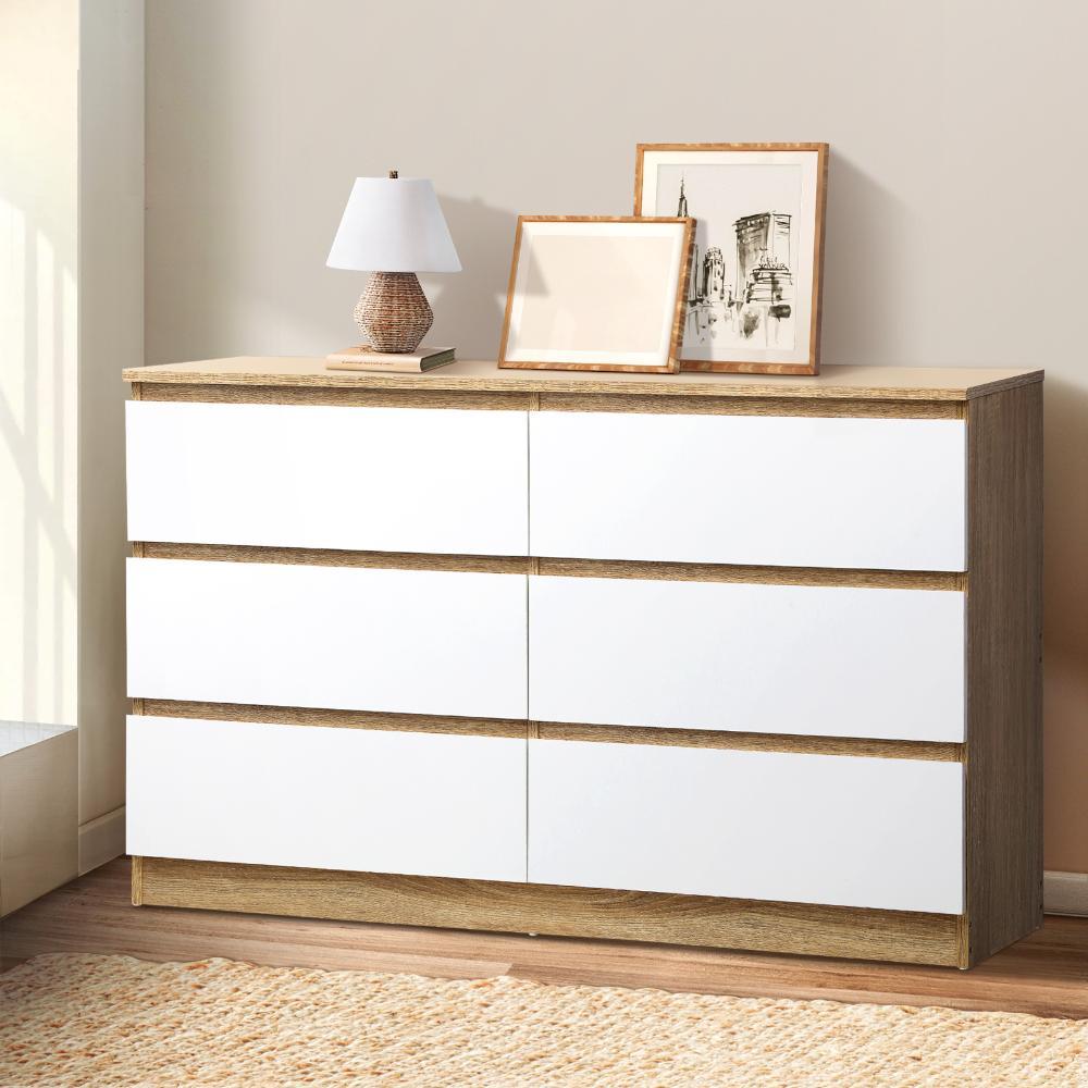 Essenza Modern 6 Chest Of Drawers Storage Cabinet | Elegant Wooden Fingerpull Storage Unit