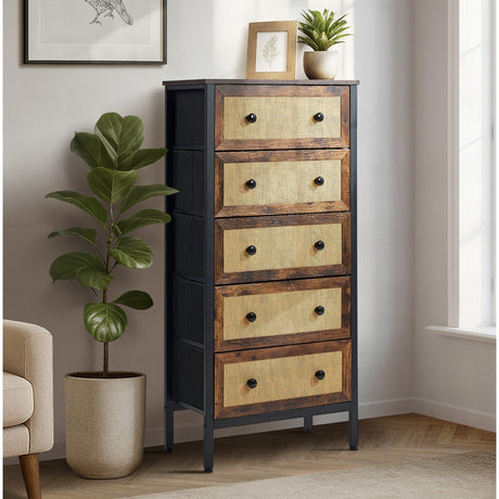 Prato Rustic Rattan Chest of Drawers Dresser Cabinet | Rattan Storage Unit Furniture Five Six Eight Draws