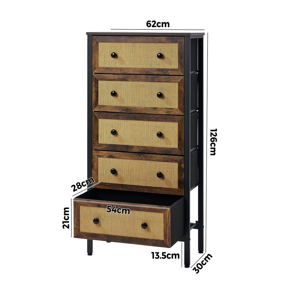 Prato Rustic Rattan Chest of Drawers Dresser Cabinet | Rattan Storage Unit Furniture Five Six Eight Draws