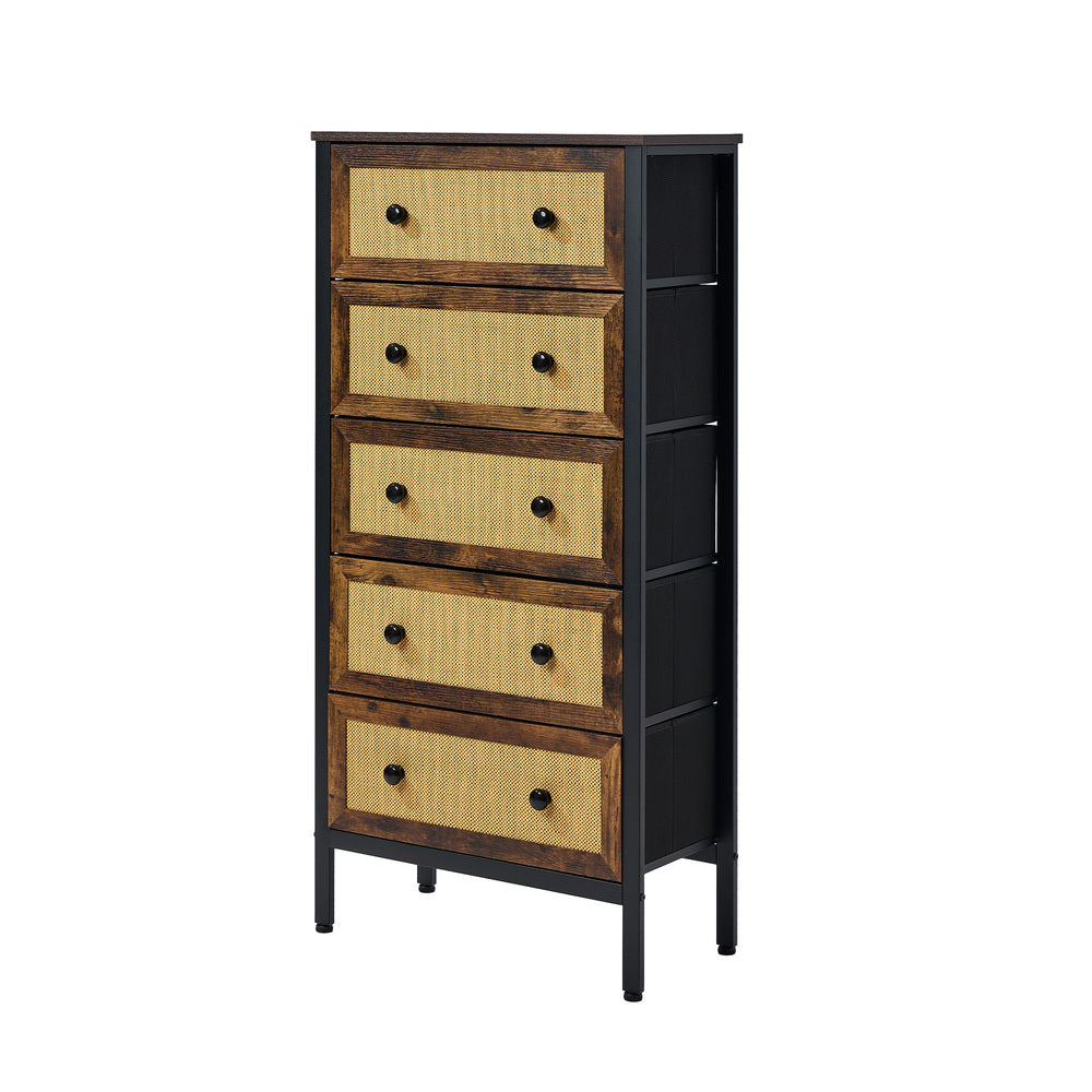 Prato Rustic Rattan Chest of Drawers Dresser Cabinet | Rattan Storage Unit Furniture Five Six Eight Draws