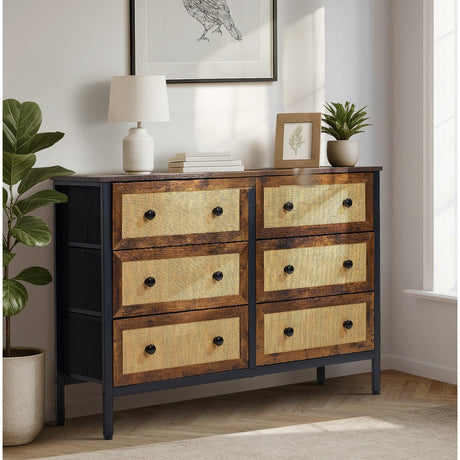 Prato Rustic Rattan Chest of Drawers Dresser Cabinet | Rattan Storage Unit Furniture Five Six Eight Draws