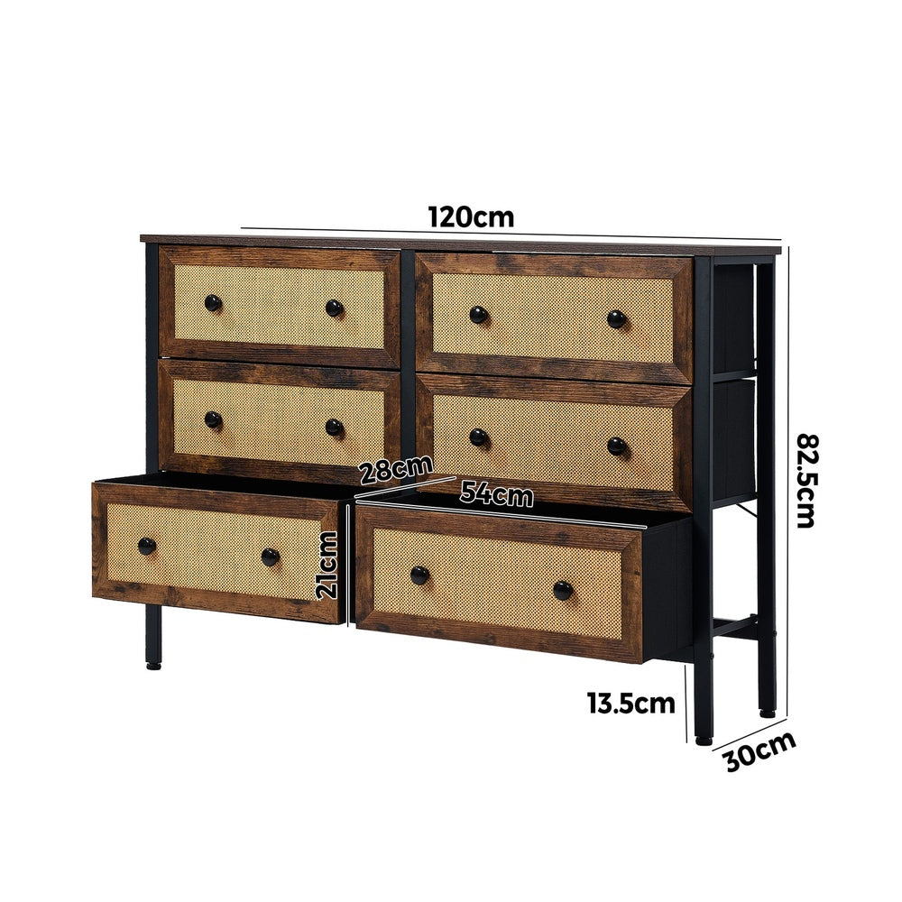 Prato Rustic Rattan Chest of Drawers Dresser Cabinet | Rattan Storage Unit Furniture Five Six Eight Draws