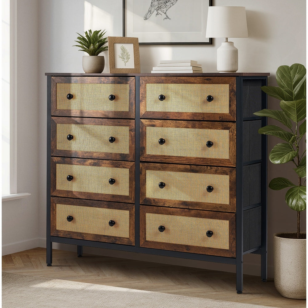 Prato Rustic Rattan Chest of Drawers Dresser Cabinet | Rattan Storage Unit Furniture Five Six Eight Draws