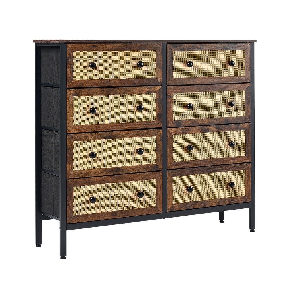 Prato Rustic Rattan Chest of Drawers Dresser Cabinet | Rattan Storage Unit Furniture Five Six Eight Draws