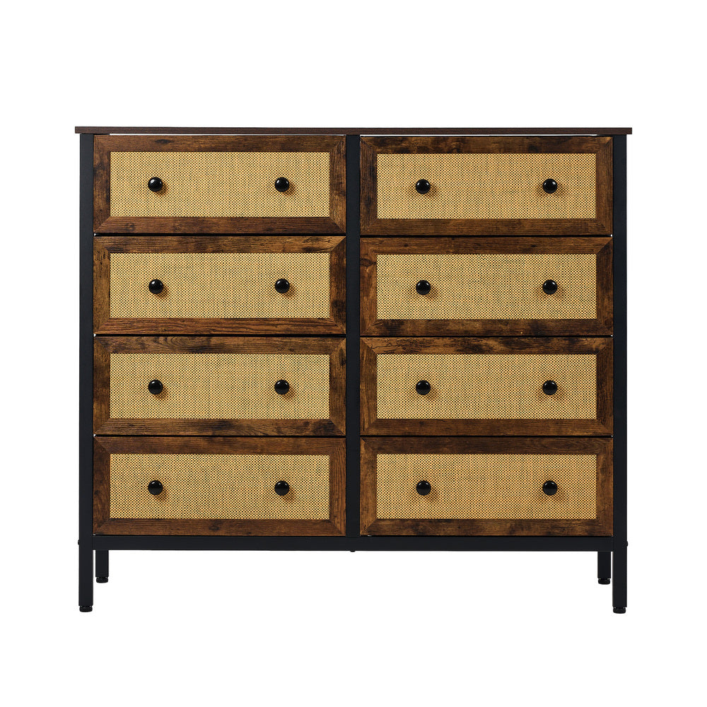 Prato Rustic Rattan Chest of Drawers Dresser Cabinet | Rattan Storage Unit Furniture Five Six Eight Draws
