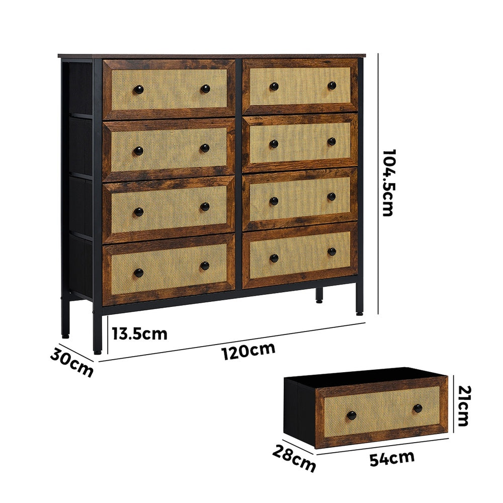 Prato Rustic Rattan Chest of Drawers Dresser Cabinet | Rattan Storage Unit Furniture Five Six Eight Draws