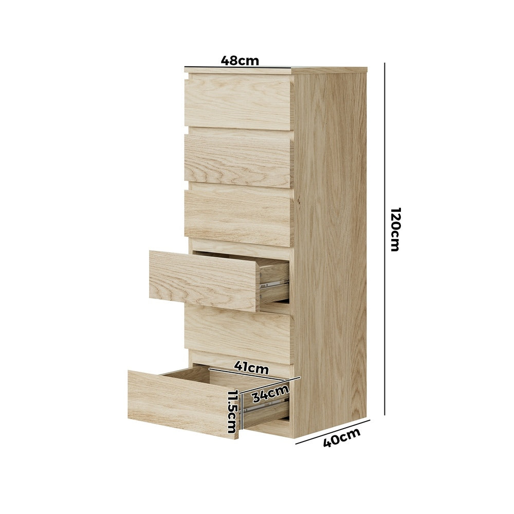 Santori Naturo Modern Chest Of Drawers Storage Cabinet | Wooden Tallboys in 3 or 6 Drawer Option