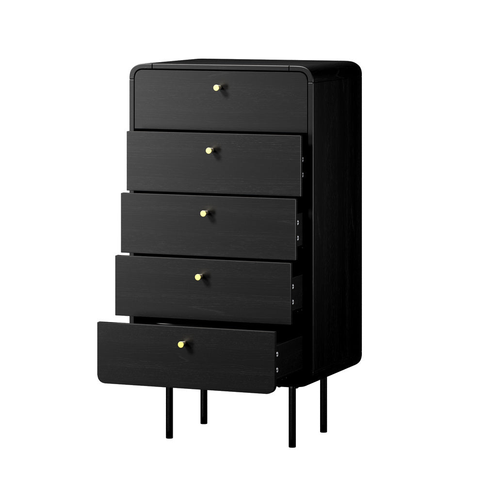 Vesio 5 Draw Modern Dresser Tallboy | 5 Draw Chest Of Drawers Storage Unit