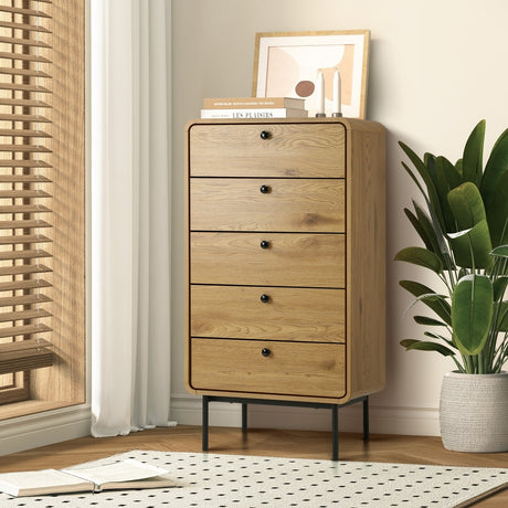 Vesio 5 Draw Modern Dresser Tallboy | 5 Draw Chest Of Drawers Storage Unit
