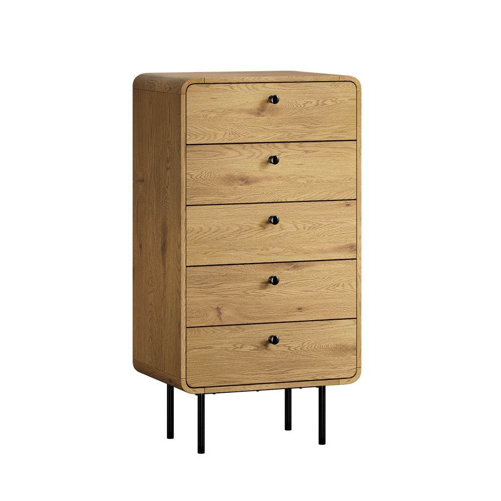 Vesio 5 Draw Modern Dresser Tallboy | 5 Draw Chest Of Drawers Storage Unit